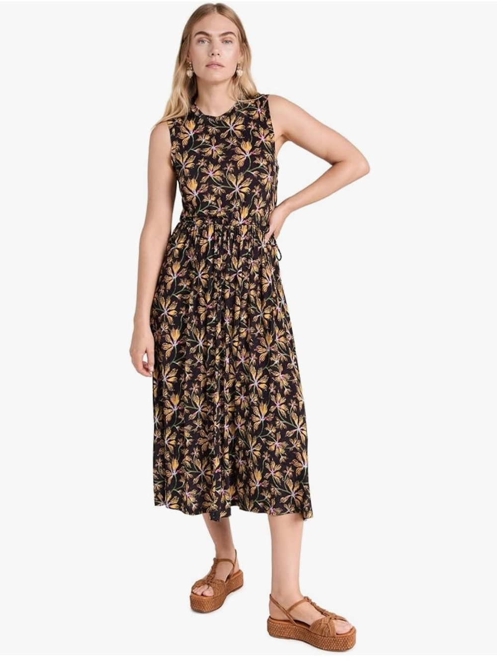 ULLA JOHNSON Clea Sleeveless Floral Odessa Dress L - Picture 5 of 10